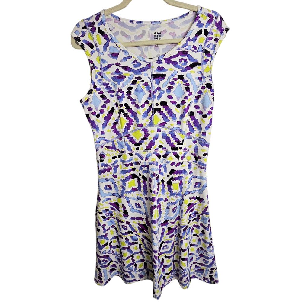 Title Nine Womens Abstract Geometric Dream Dress M Mini Fit Flare Sporty Stretch